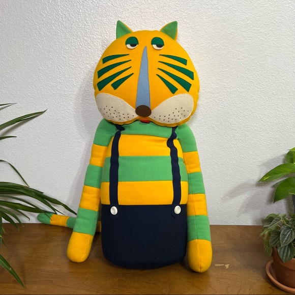 Vintage Toys Vintage Large Cat Stuffed Animal Sitting Plush